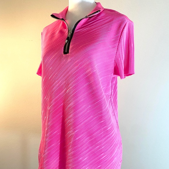 Jamie Sadock Crinkled Zip Neck Golf Shirt - Picture 6 of 12